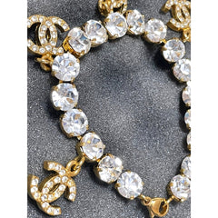 Vintage Chanel bracelet with crystal and CC charms. Must have gorgeous jewelry piece. 0407131