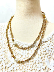 Vintage CHANEL long necklace with faux pearl and mini CC marks. Can be worn as double or as bracelet. Classic jewelry piece. 061217ac3
