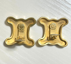 Vintage Celine golden earrings with extra large maillon triomphe logo. Gorgeous Celine jewelry. 070327y1