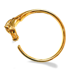 Vintage Hermes golden horse head design bangle, bracelet. Classic jewelry from Hermes. 070218ys7