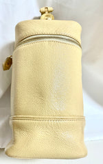 Vintage Gianni Versace cream yellow vanity large purse with golden logo charms. Perfect gift idea. Lady Gaga style. 041205ac2