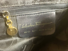 Vintage Salvatore Ferragamo bird and dragonfly print brown leather hobo shoulder bag with drawstrings. Tropical bag. 070520ac5