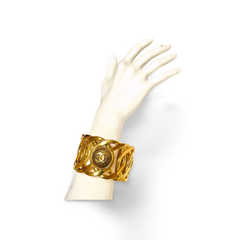 Vintage Chanel golden nice and heavy bangle with sunburst CC mark motif. Must have gorgeous jewelry. 051212ac1