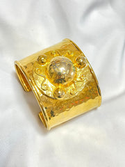 Vintage Celine thick cuff link bangle/ bracelet with space, sunburst, star motif design. One-of-a-kind Celine jewelry. 070204ac4