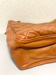 Vintage CHANEL Brown Quilted Leather Classic Tote Bag | 1980s Chain Shoulder Bag with CC Charm | Daily Use CHANEL bag | 071225re1