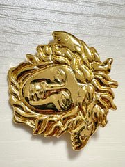 Vintage Gianni Versace gold medusa head face brooch. Can be hat, jacket pin. Great gift idea. 070906m1