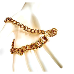 Vintage Christian Dior nice and thick chain necklace with clear and black rhinestone crystals. Statement necklace. 060305ac2