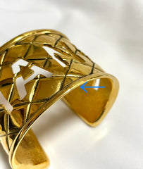 Vintage Chanel cutout logo bangle with matelasse design. Must have gorgeous jewelry. 050820ac1