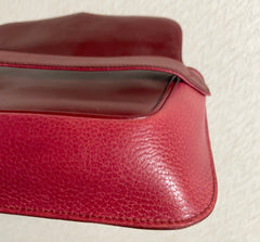 Vintage Cartier wine leather clutch bag with gold tone logo motif. Classic purse from must de Cartier Collection. 080114tr2
