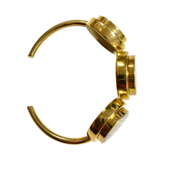 1990s. Vintage Mulberry Gold-Tone Bangle with Red, Brown Marble & Shell Charms, Made in Italy. 080917ys2
