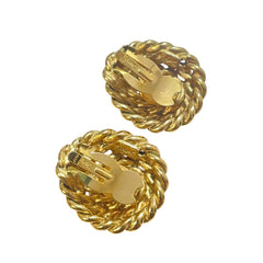 1990s Vintage Yves Saint Laurent Gold-Tone Twisted Oval Clip-On Earrings, Designer Jewelry. 080917ys1
