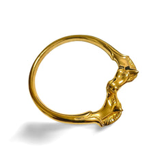 Vintage Hermes golden double horse head design bangle, bracelet. Beautiful classic jewelry from Hermes. 060220m