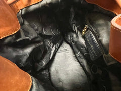 Vintage Salvatore Ferragamo bird and dragonfly print brown leather hobo shoulder bag with drawstrings. Tropical bag. 070520ac5