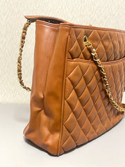 Vintage CHANEL Brown Quilted Leather Classic Tote Bag | 1980s Chain Shoulder Bag with CC Charm | Daily Use CHANEL bag | 071225re1