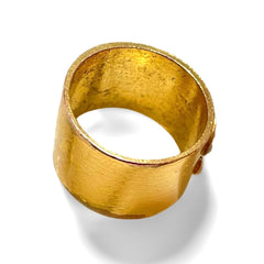 Vintage CHANEL gold tone thick type ring with white crystal CC mark. 060528k1m