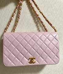 1990s Vintage CHANEL 2.55 Milky Pink Lambskin Shoulder Bag with Gold CC Turnlock | Rare Color Classic Flap | 408241