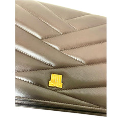 Vintage LANVIN dark brown lambskin clutch shoulder bag in chevron stitch design with iconic golden logo motif. Rare beautiful bag. 080922ac2