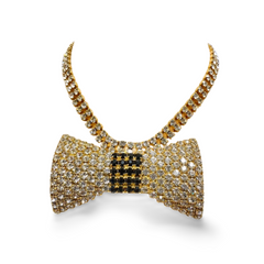 Vintage Celine golden choker necklace with crystals and big bow top. Fabolous choker necklace. Must have gorgeous jewelry piece. 061112ac2