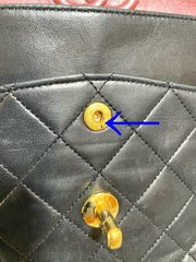 Vintage CHANEL black lambskin classic 2.55 double flap shoulder purse with golden chain straps. Make you even more chic. 061203ac1