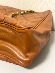 Vintage CHANEL Brown Quilted Leather Classic Tote Bag | 1980s Chain Shoulder Bag with CC Charm | Daily Use CHANEL bag | 071225re1