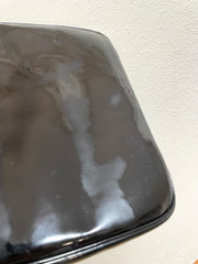 Vintage CHANEL Black Patent Enamel Vanity Bag — Lunchbox Shape Shoulder Bag with Large CC Stitch Motif — 080116re1