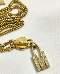 Vintage Moschino chain necklace with zipper pull design M logo heart pendant top. 050806ya1
