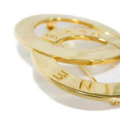 Vintage Celine golden brooch in double circle, round motif with embossed logo. Great vintage gift. Can be a scarf pin. 050929ya1