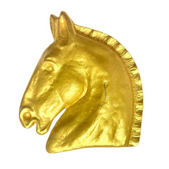 Vintage HERMES gold tone horse brooch. Shelva, pin brooch. Fun and unique jewel piece from Bijouterie Fantaisie collection. 080901ac1