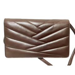 Vintage LANVIN dark brown lambskin clutch shoulder bag in chevron stitch design with iconic golden logo motif. Rare beautiful bag. 080922ac2