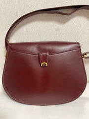 Vintage Cartier wine, bordeaux leather shoulder bag with embossed logo, purse from must de Cartier collection. Great daily bag. 070128ac3