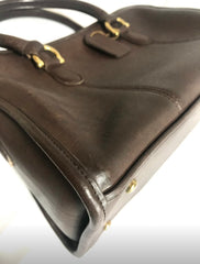 80's Vintage COACH dark brown leather handbag, purse. Made in USA Classic unisex purse. 060820r1
