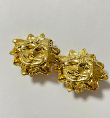 Vintage HERMES gold tone smiley sunshine face earrings. Fun and unique jewel piece from Bijouterie Fantaisie collection. 050903ya1