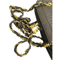 Vintage BALLY Black Quilted Lambskin Leather Shoulder Tote Bag Gold Logo Charms Chain Straps 080819ys3