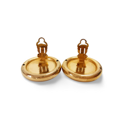 Vintage CHANEL golden round earrings with mademoiselle face and logo. Gorgeous jewlery. 061029ac1