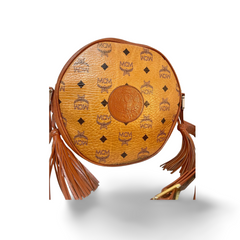 1990s Vintage MCM Suzy Wong Round Shoulder Bag — Brown Monogram — Designed by Michael Cromer 071113y1