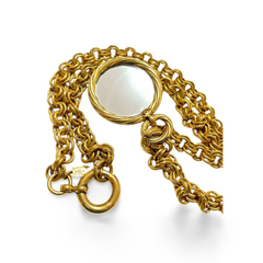Vintage CHANEL nice and heavy chain necklace with round twisted CC and mirror pendant top. Best gift idea. 051125ya1
