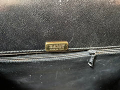 80's vintage BALLY black boxcalf leather kelly bag. Classic masterpiece handbag. 051203m1