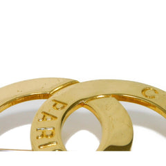 Vintage Celine golden brooch in double circle, round motif with embossed logo. Great vintage gift. Can be a scarf pin. 050929ya1