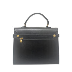 Vintage Burberry genuine black leather handbag with golden logo motif and Nova check linings. Can be shoulder bag. 081005ys1