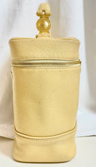 Vintage Gianni Versace cream yellow vanity large purse with golden logo charms. Perfect gift idea. Lady Gaga style. 041205ac2