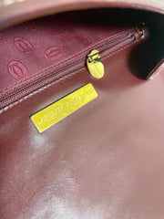 Vintage Cartier wine, bordeaux leather shoulder bag with embossed logo, purse from must de Cartier collection. Great daily bag. 070128ac3