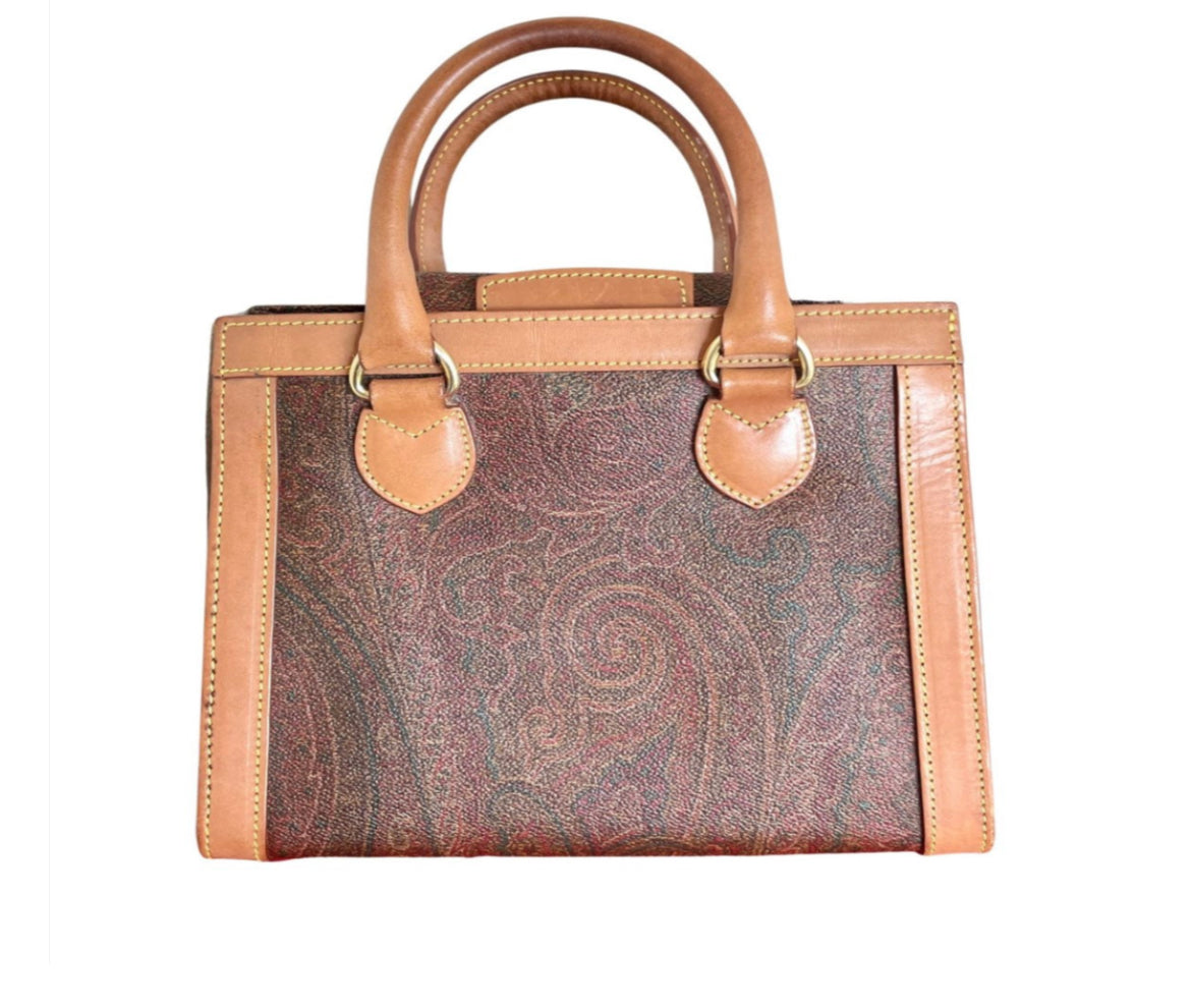 Vintage Etro classic wine paisley handbag, mini tote bag. Perfect daily use bag.  050120an3