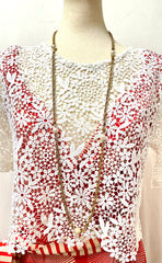 Vintage CHANEL long necklace with faux pearl and mini CC marks. Can be worn as double or as bracelet. Classic jewelry piece. 061217ac3