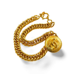 Vintage CHANEL nice and heavy golden chain necklace with round sunburst CC mark. Gorgeous jewelry. Best gift idea. 060312ac1