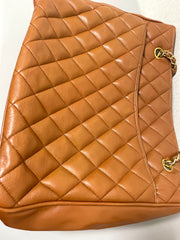 Vintage CHANEL Brown Quilted Leather Classic Tote Bag | 1980s Chain Shoulder Bag with CC Charm | Daily Use CHANEL bag | 071225re1