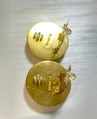 1990s Vintage HERMÈS Cloisonné Round Earrings | Orange Stars, Moon & Saturn Motif | Space-Themed Enamel | Classic Clip-On Jewelry. 071121y2