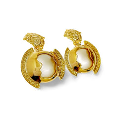 Vintage Gianni Versace medusa face and pearl earrings. Must have Lady Gaga style jewelry piece. Great gift. 060305k1