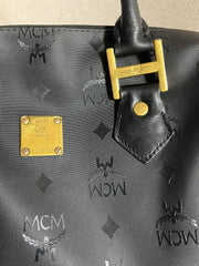 Vintage MCM black monogram speedy bag style handbag, mini duffle bag. Unisex and daily use purse. Classic style in originality. 061210re1
