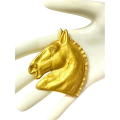 Vintage HERMES gold tone horse brooch. Shelva, pin brooch. Fun and unique jewel piece from Bijouterie Fantaisie collection. 080901ac1