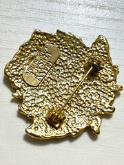 Vintage Gianni Versace gold medusa head face brooch. Can be hat, jacket pin. Great gift idea. 070906m1